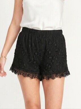 Almost Famous Black Crochet Lace Shorts